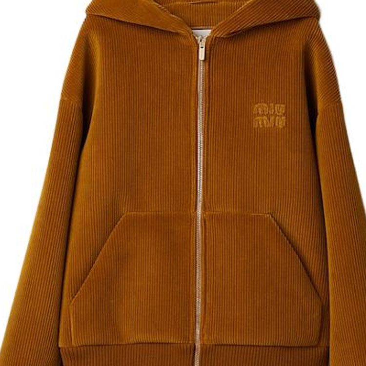 Sizing (Women) MIU MIU  Embroidered Logo Zipper Jacket in Ochre Color. ML991-13OR-F0091-S-232
