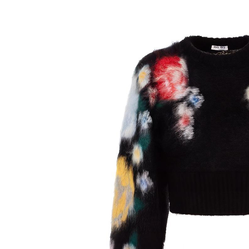 (Women) MIU MIU  Floral Knit Crewneck Sweater Black MML543-1Z4K-F0002 圖 6