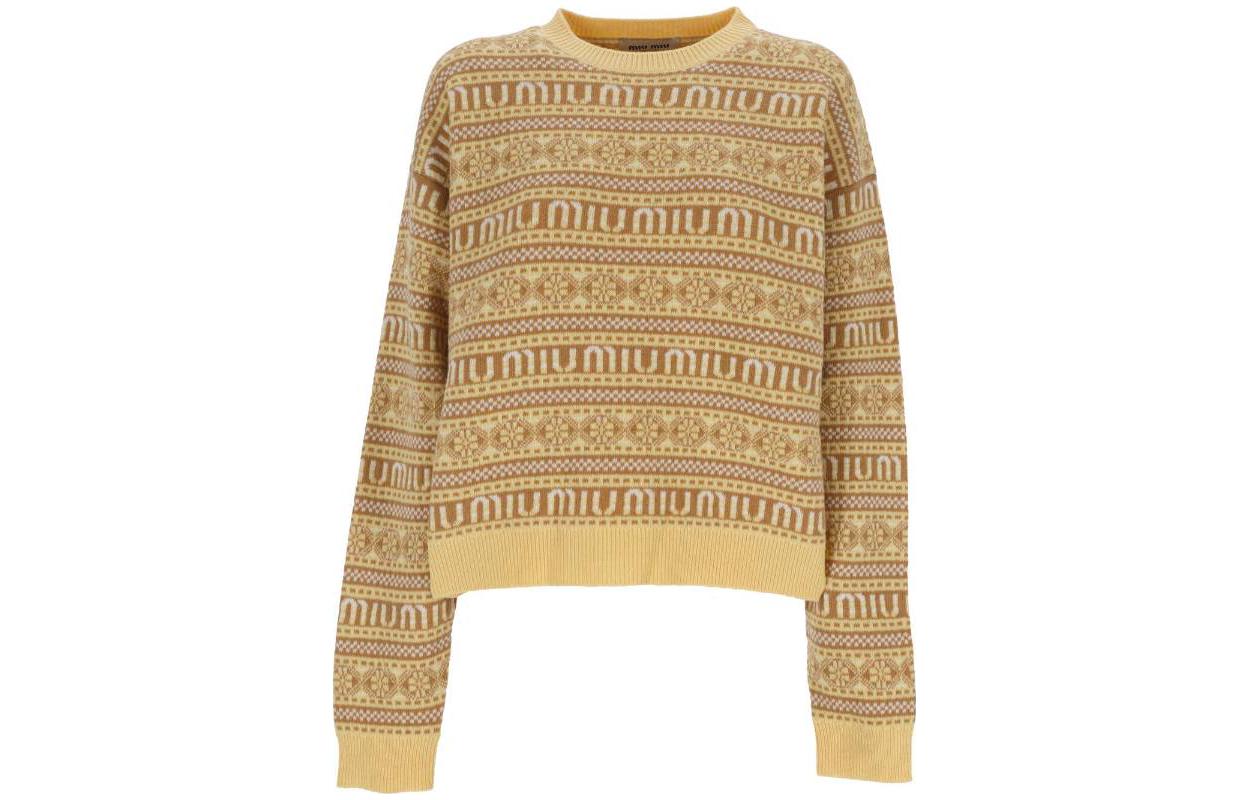 (Women) MIU MIU  Floral Print Crewneck Long Sleeve Sweater Multicolor. MML825-13NC-F0010