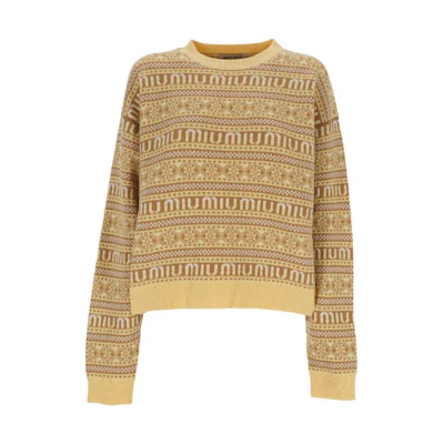 (Women) MIU MIU Floral Print Crewneck Long Sleeve Sweater Multicolor. MML825-13NC-F0010