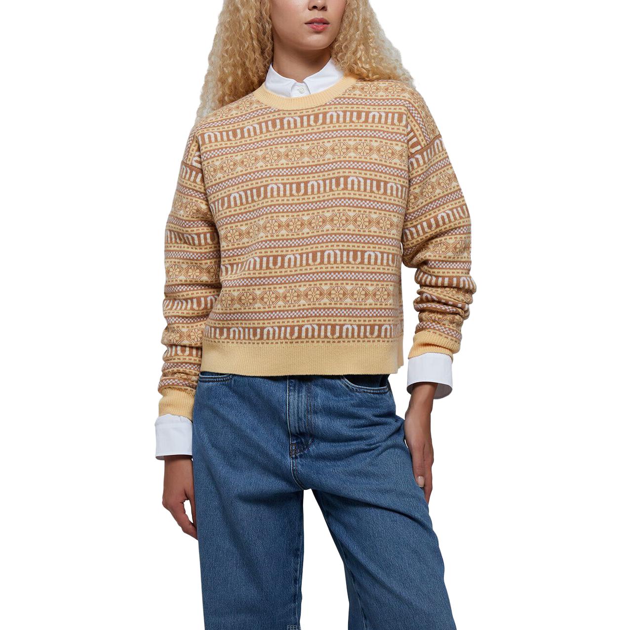 Shop (W) MIU MIU 花卉印花圆领长袖毛衣 多色. MML825-13NC-F0010