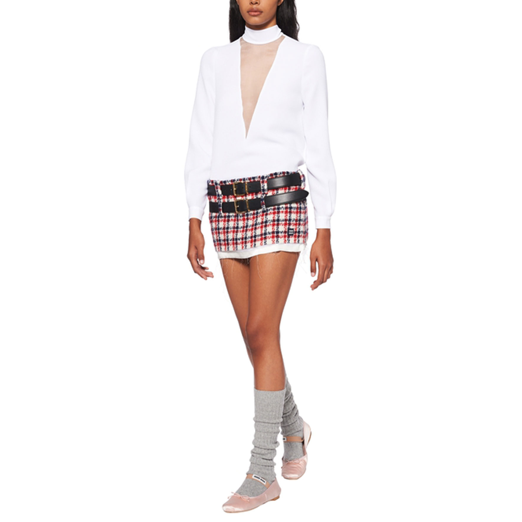 Lookbook (W) MIU MIU FW22 格纹红色迷你短裙带Logo MG1857-11V5-F0970