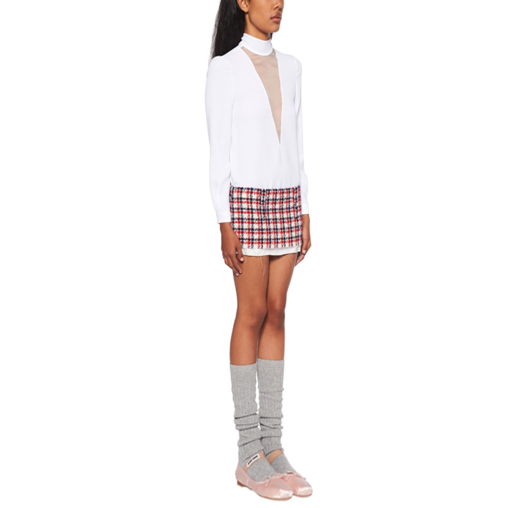 Purchase (W) MIU MIU FW22 格纹红色迷你短裙带Logo MG1857-11V5-F0970