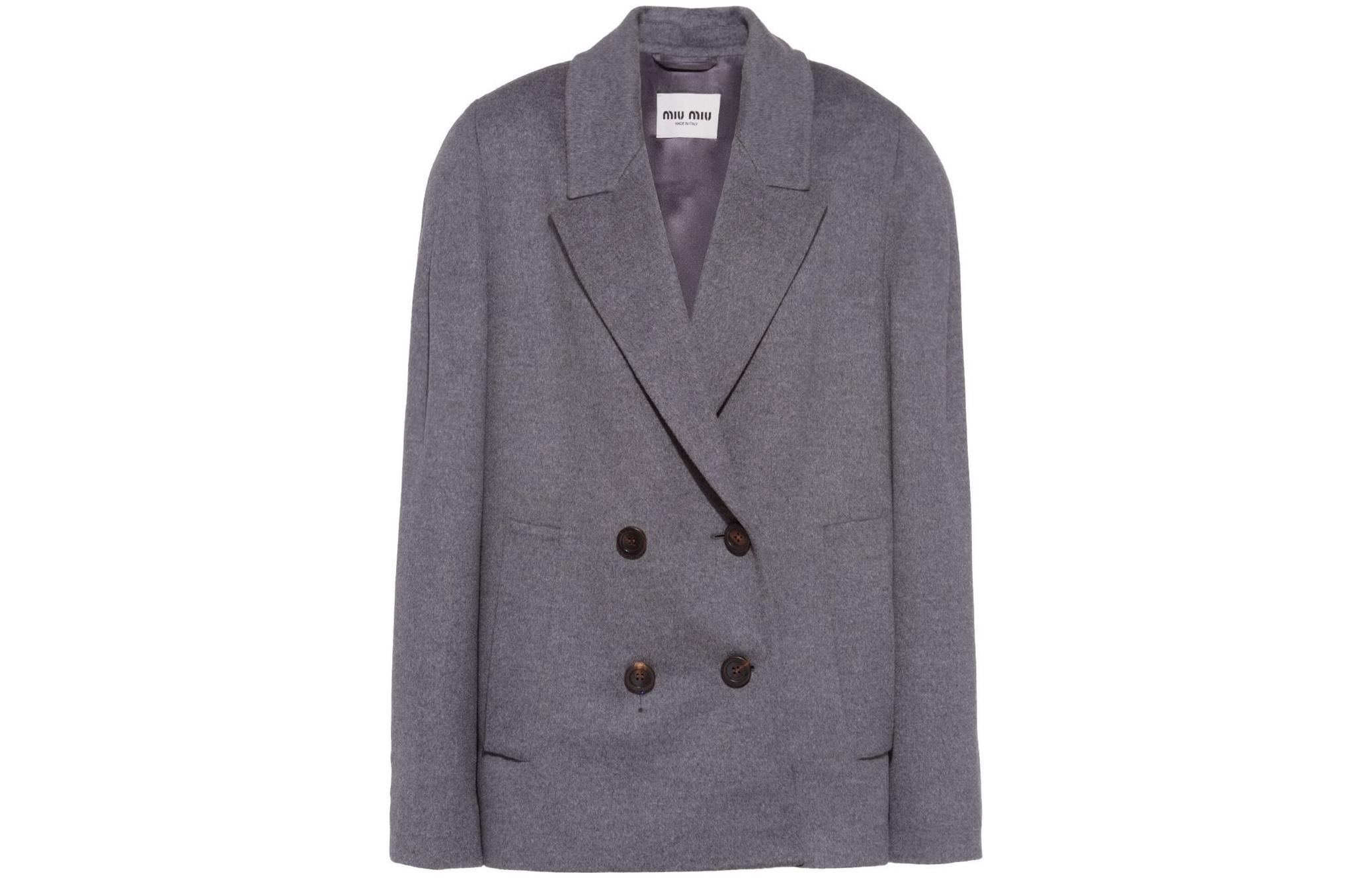 (Women) MIU MIU  FW22 Oversized Double-Breasted Blazer Grey MH1814-113K-F0031