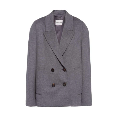 (Women) MIU MIU FW22 Oversized Double-Breasted Blazer Grey MH1814-113K-F0031