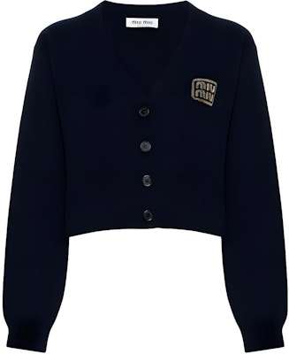 (W) MIU MIU FW23 Kardigan Rajut Leher V Biru dengan Sulaman Huruf. MMF865-103Z-F0008-S-OOO Buy (W) MIU MIU FW23 Kardigan Rajut Leher V Biru dengan Sulaman Huruf. MMF865-103Z-F0008-S-OOO