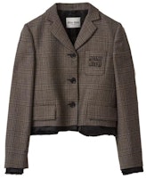 (Women) MIU MIU FW23 Striped Single-Breasted Casual Jacket in Bark Brown. MH1783-13JL-F063M-S-231 (Women) MIU MIU FW23 Striped Single-Breasted Casual Jacket in Bark Brown. MH1783-13JL-F063M-S-231