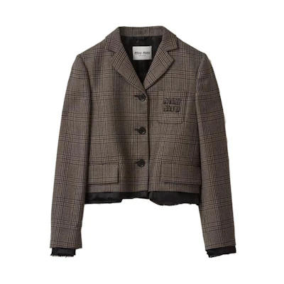 (Women) MIU MIU FW23 Striped Single-Breasted Casual Jacket in Bark Brown. MH1783-13JL-F063M-S-231