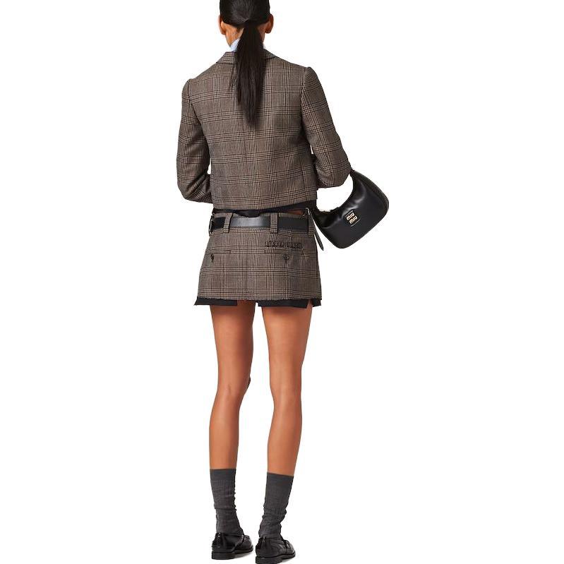 Shop (W) MIU MIU 2023秋冬系列 條紋單排扣休閒夾克 樹皮棕色款。 MH1783-13JL-F063M-S-231