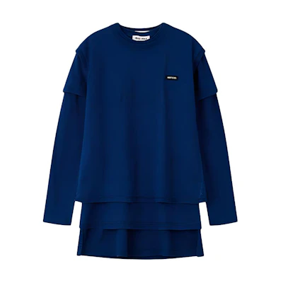 (Women) MIU MIU FW24 Blue Logo Crewneck Long Sleeve T-Shirt 3-Pack. MJE15-15AW-F0008-S-OOO