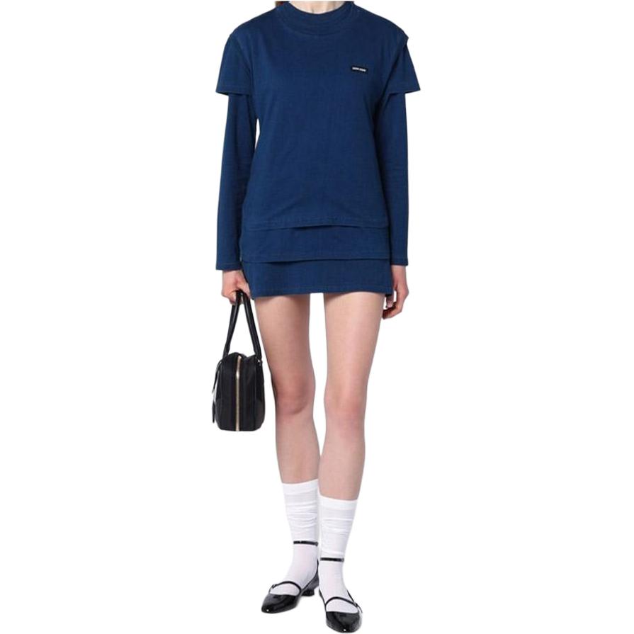 Sizing (Women) MIU MIU  FW24 Blue Logo Crewneck Long Sleeve T-Shirt 3-Pack. MJE15-15AW-F0008-S-OOO