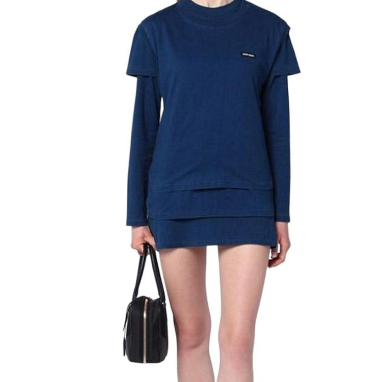Cheap (Women) MIU MIU  FW24 Blue Logo Crewneck Long Sleeve T-Shirt 3-Pack. MJE15-15AW-F0008-S-OOO