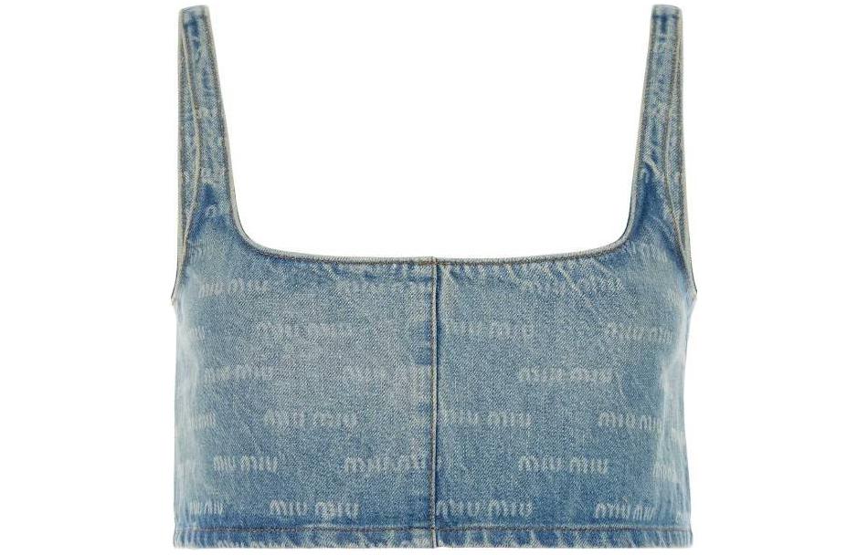 Lookbook (W) MIU MIU 宝石蓝无袖拼接方领连衣裙上衣 GWT058_14HT_F0013