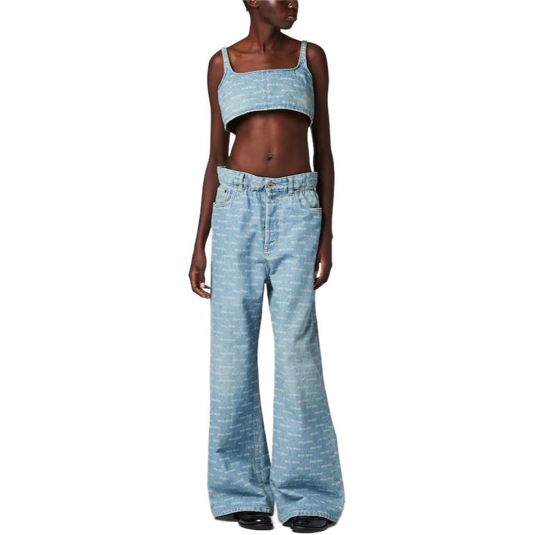 Shop (W) MIU MIU 宝石蓝无袖拼接方领连衣裙上衣 GWT058_14HT_F0013