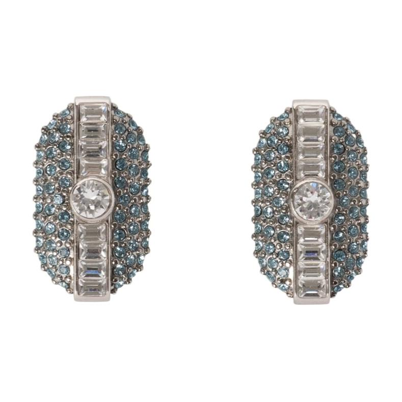 (Women) MIU MIU  Gemstone Embellished Metal Earrings - Silver. 5IO1212CRH