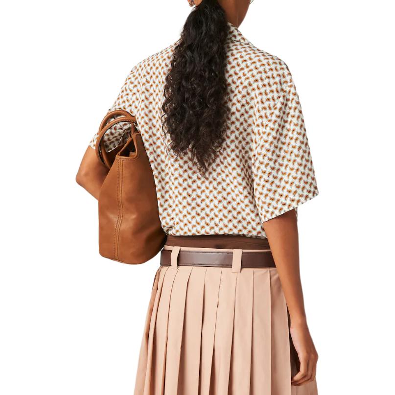 (Women) MIU MIU  Geometric Print Cuban Collar Short Sleeve Shirt Ivory MK1858-15AP-F0KI7-S-OOO 圖 4