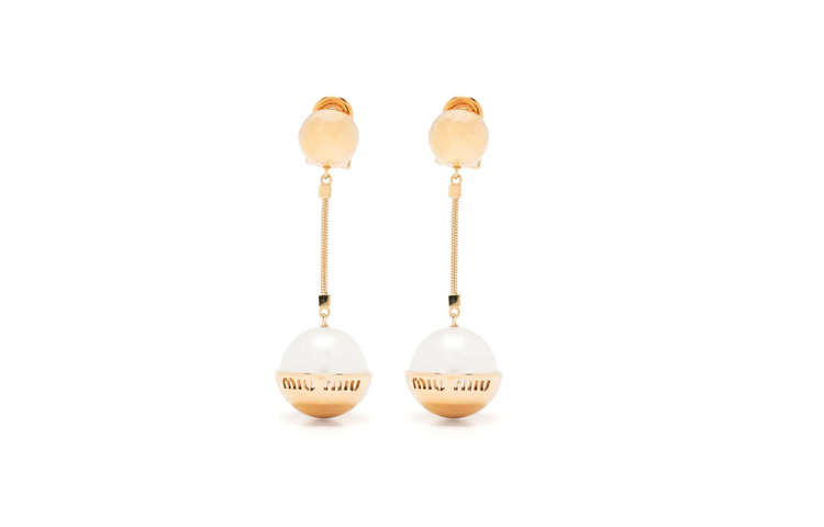 (Women) MIU MIU  Gold Earrings with Letter Logo Design 5JO908-2F6X-F0SAJ