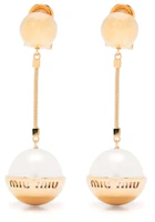 (Women) MIU MIU Gold Earrings with Letter Logo Design 5JO908-2F6X-F0SAJ (Women) MIU MIU Gold Earrings with Letter Logo Design 5JO908-2F6X-F0SAJ