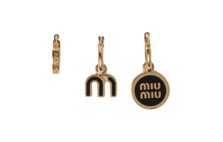 (Women) MIU MIU  Gold Enamel Metal Logo Earrings. 5IO102_2F6T_F0002 圖 2