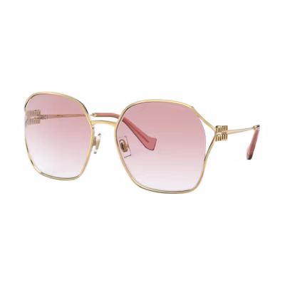 (Women) MIU MIU Gold Irregular Full-Rim Metal Sunglasses. SMU52W_E5AK_FE06S_C_060