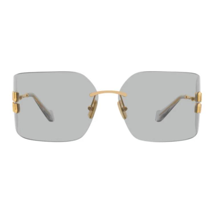Lookbook (Women) MIU MIU  Gold Irregular Shaped Sunglasses with Logo Detail. SMU54YS5AK30B