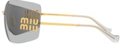 Shop (Women) MIU MIU Gold Irregular Shaped Sunglasses with Logo Detail. SMU54YS5AK30B