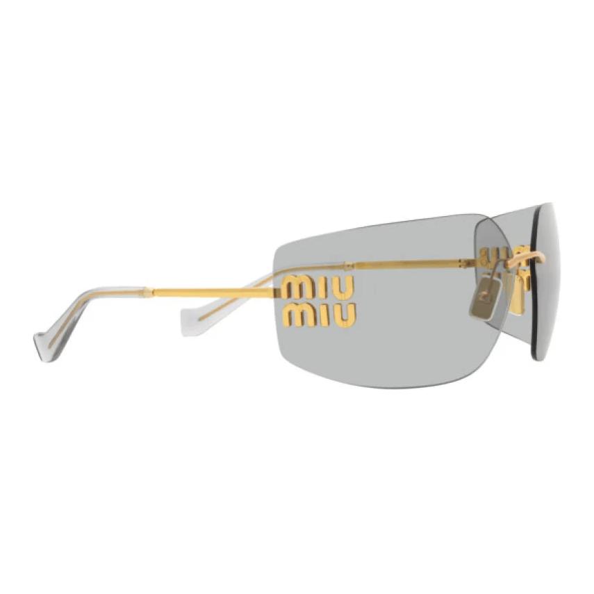 Sizing (Women) MIU MIU  Gold Irregular Shaped Sunglasses with Logo Detail. SMU54YS5AK30B