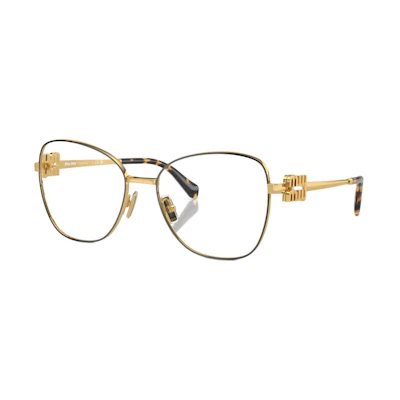 (Women) MIU MIU Gold Metal Butterfly Optical Glasses with Logo Temples MU50XVKUI1O1