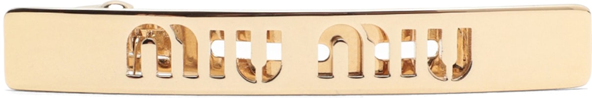 (Women) MIU MIU Gold Metal Hair Clip with Embellished Logo. 5IF1232DTUF0056 (Women) MIU MIU Gold Metal Hair Clip with Embellished Logo. 5IF1232DTUF0056