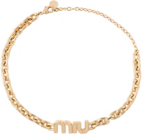 (Women) MIU MIU Gold Metal Necklace with Letter Chain Design. 5IC056_2F7U_F0056 (Women) MIU MIU Gold Metal Necklace with Letter Chain Design. 5IC056_2F7U_F0056