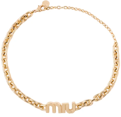 (W) MIU MIU Collar Metálico Dorado con Diseño de Cadena de Letras. 5IC056_2F7U_F0056 Buy (W) MIU MIU Collar Metálico Dorado con Diseño de Cadena de Letras. 5IC056_2F7U_F0056