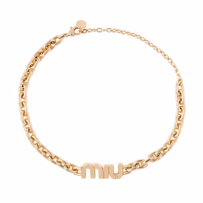 (Women) MIU MIU Gold Metal Necklace with Letter Chain Design. 5IC056_2F7U_F0056