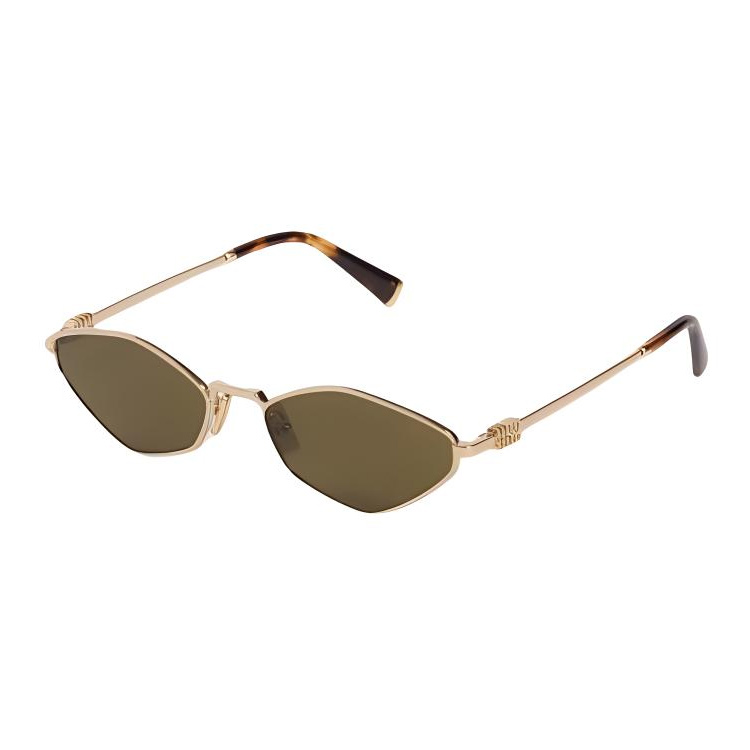 (Women) MIU MIU  Gold Metallic Irregular Sunglasses. SMU56ZE5AKFE09ZC056