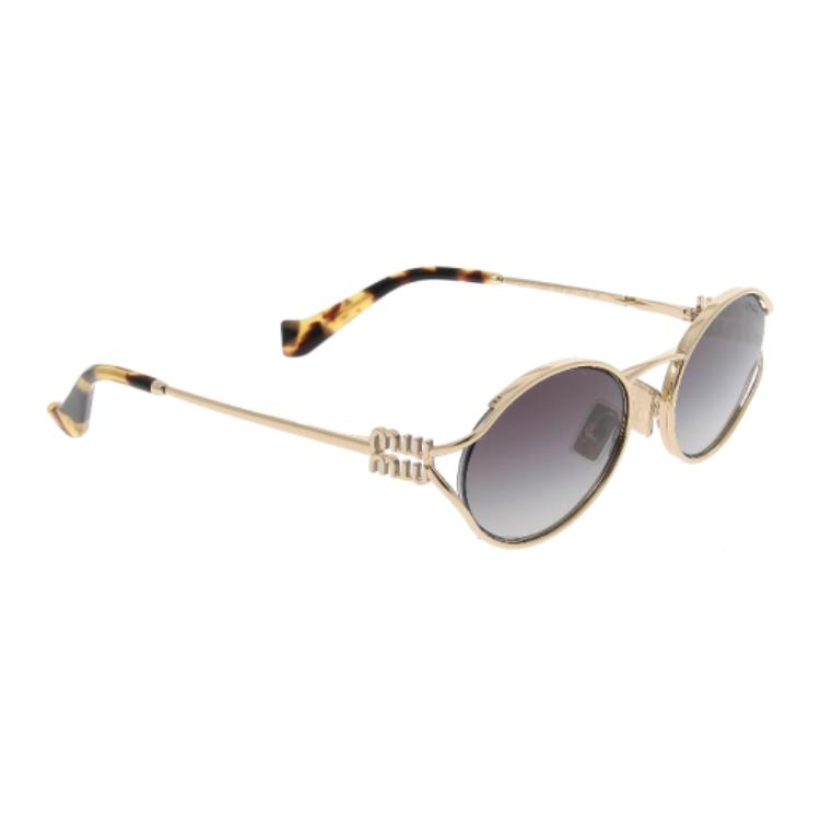 (Women) MIU MIU  Gold Oval Metal Logo Sunglasses. SMU52Y 圖 4
