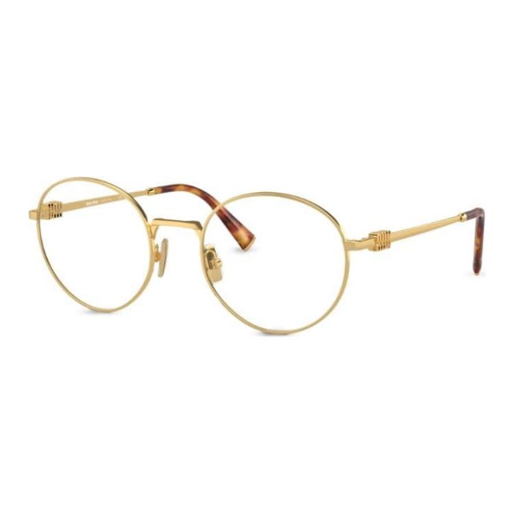 (Women) MIU MIU  Gold Oval Optical Glasses with Logo Decor on Temples. SMU52XV5AK1O1