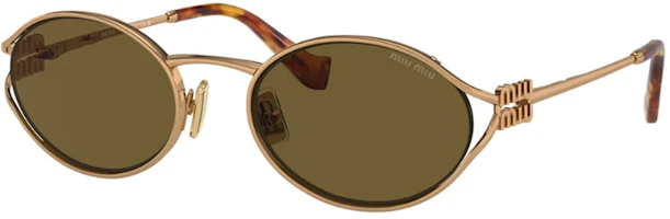 Order (W) Gafas de Sol Doradas MIU MIU Ovaladas con Montura de Aleación y Diseño Recortado. MU52YS7OE01T
