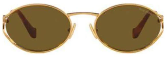 Lookbook (W) Gafas de Sol Doradas MIU MIU Ovaladas con Montura de Aleación y Diseño Recortado. MU52YS7OE01T