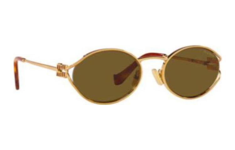 Shop (W) MIU MIU ゴールドオーバルサングラス 合金フレーム＆カットアウトデザイン MU52YS7OE01T