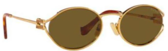 Shop (W) Gafas de Sol Doradas MIU MIU Ovaladas con Montura de Aleación y Diseño Recortado. MU52YS7OE01T