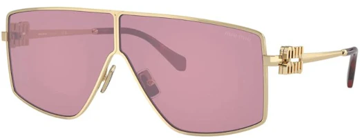 (Women) MIU MIU Gold Sunglasses with Hollow Temple Design and Irregular Shape 0MU51ZSZVN50D (Women) MIU MIU Gold Sunglasses with Hollow Temple Design and Irregular Shape 0MU51ZSZVN50D