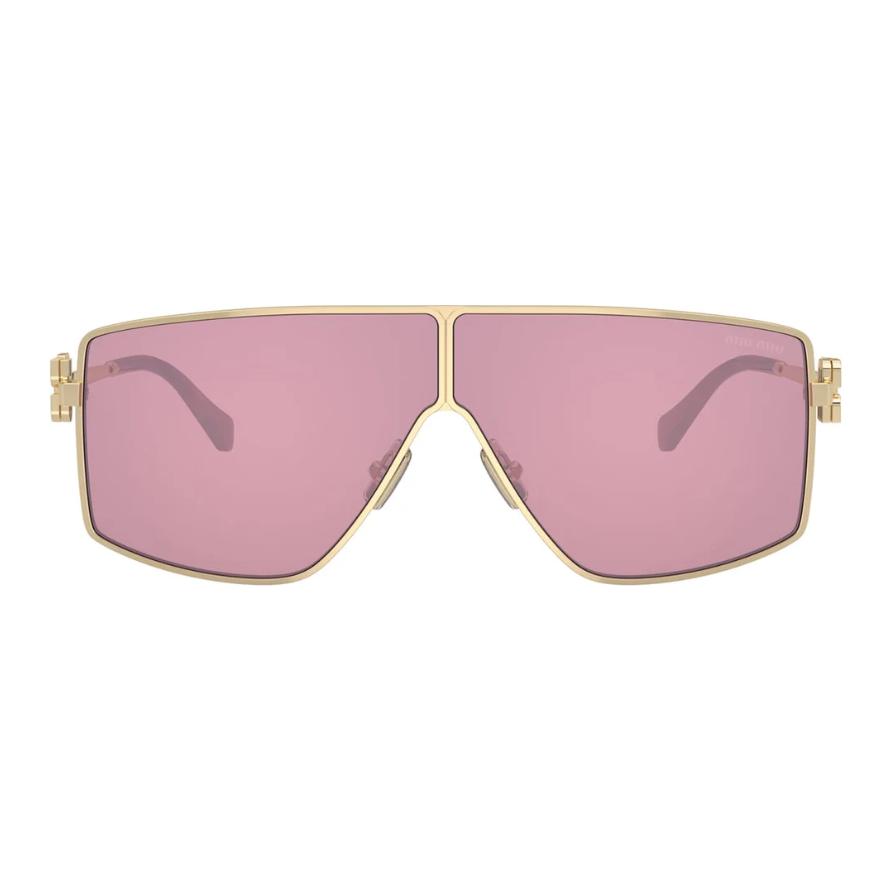 (Women) MIU MIU  Gold Sunglasses with Hollow Temple Design and Irregular Shape 0MU51ZSZVN50D 圖 3