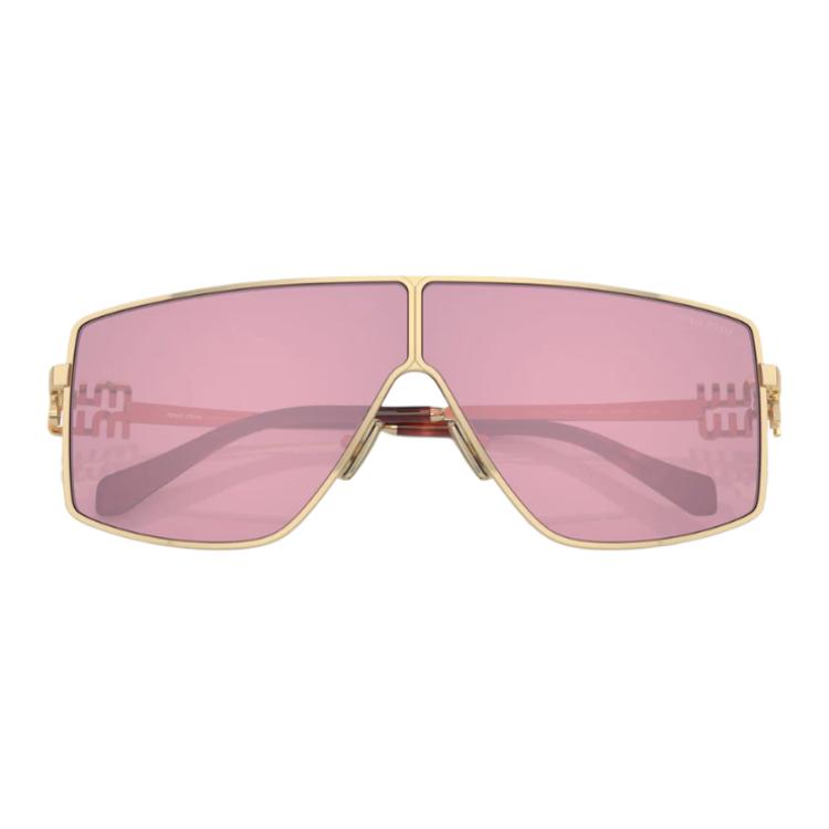 (Women) MIU MIU  Gold Sunglasses with Hollow Temple Design and Irregular Shape 0MU51ZSZVN50D 圖 5