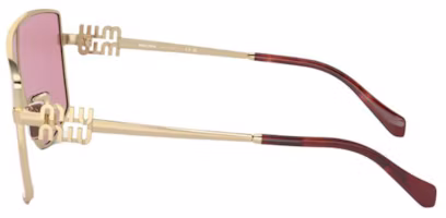 Sizing (W) MIU MIU Gafas de Sol Doradas con Diseño Hueco y Forma Irregular. 0MU51ZSZVN50D