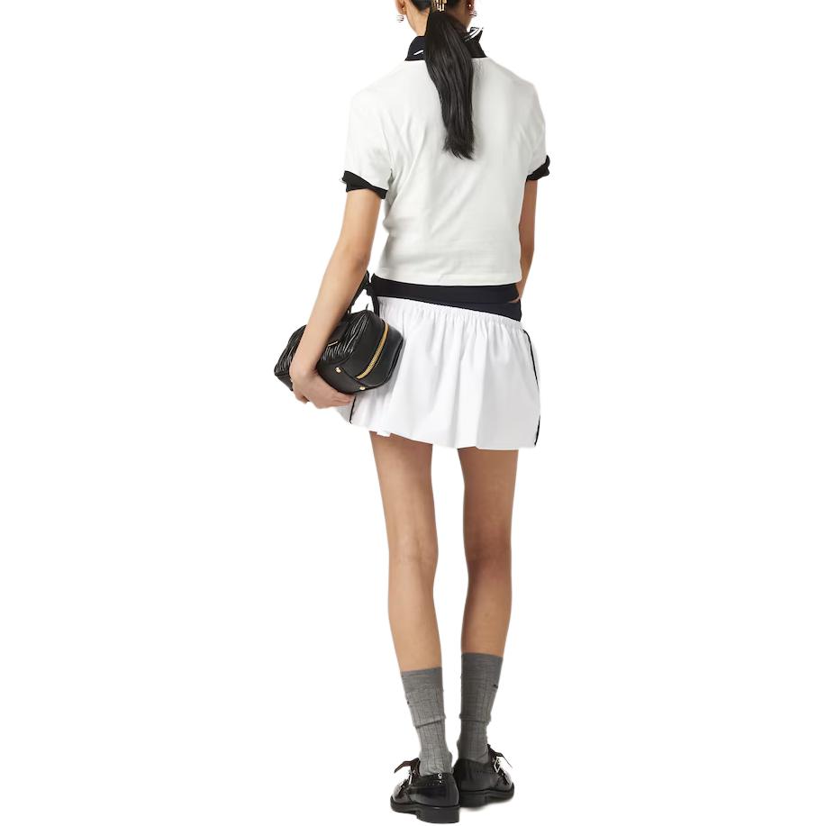 Shop (W) MIU MIU 图案印花短款短袖圆领T恤 白色 MJN522-14EL-F0009-S-OOO