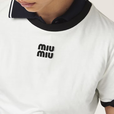 (W) MIU MIU 图案印花短款短袖圆领T恤 白色 MJN522-14EL-F0009-S-OOO Purchase (W) MIU MIU 图案印花短款短袖圆领T恤 白色 MJN522-14EL-F0009-S-OOO