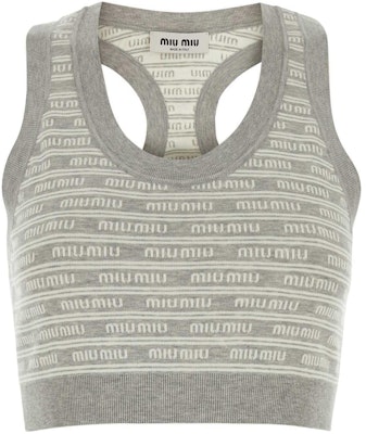 (W) MIU MIU 灰色字母印花无袖短款背心上衣. MMV184-14M5-F0OA3-S-OOO Buy (W) MIU MIU 灰色字母印花无袖短款背心上衣. MMV184-14M5-F0OA3-S-OOO