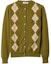 Buy (W) ミュウミュウ グリーン ダイヤ柄 ボタンアップ フィット カシミア カーディガン MMF896-15NE-F00IS-S-OOO