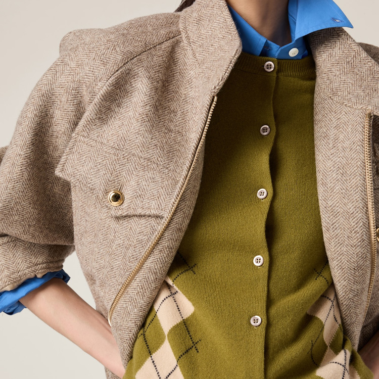 Details for (W) ミュウミュウ グリーン ダイヤ柄 ボタンアップ フィット カシミア カーディガン MMF896-15NE-F00IS-S-OOO