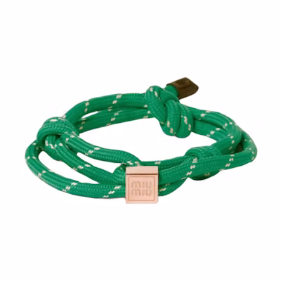 (Women) MIU MIU Green Leather Nylon Metal Hardware Bracelet 5IB5383L74F077U