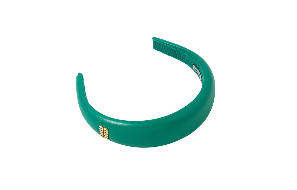 Lookbook (W) 미우미우 그린 로고 헤어밴드 5IH025038F0K41
